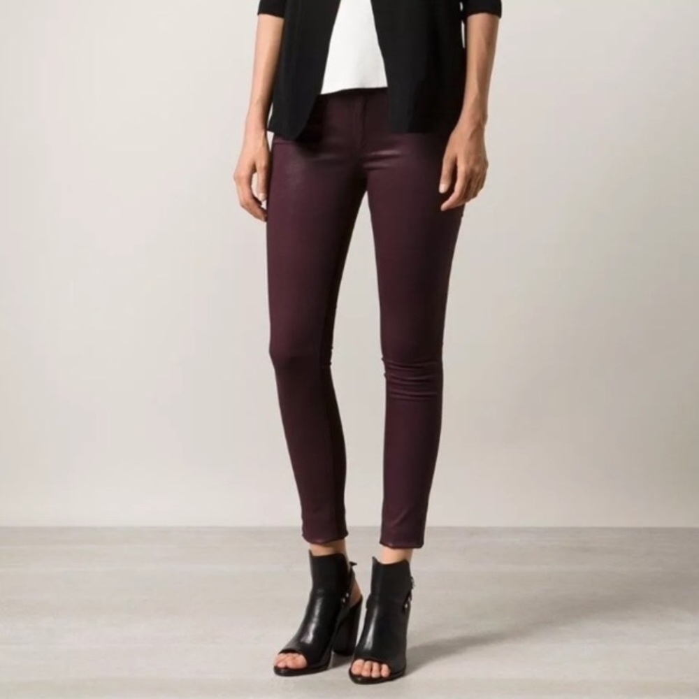 RAG AND BONE PURPLE WINE COATED SKINNY LEGGINGS